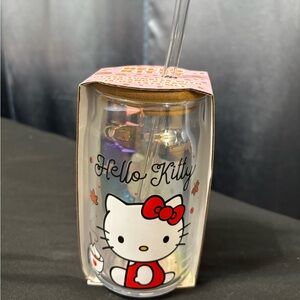 Hello Kitty Fall Glass Tumbler With Straw
